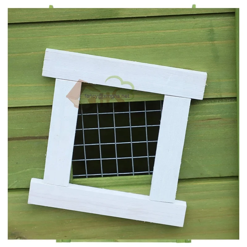 middle size customized fast delivery green and white fir wood cedar metal wire rabbit hutch small animal cages