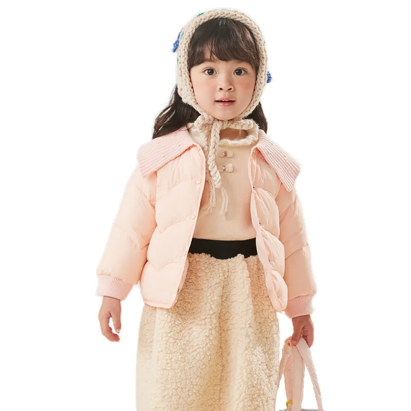 Girls Winter Coats & Outfits Soft & Warm White Duck down Filled Rose Red Flowers Ornaments on a Light down Jacket