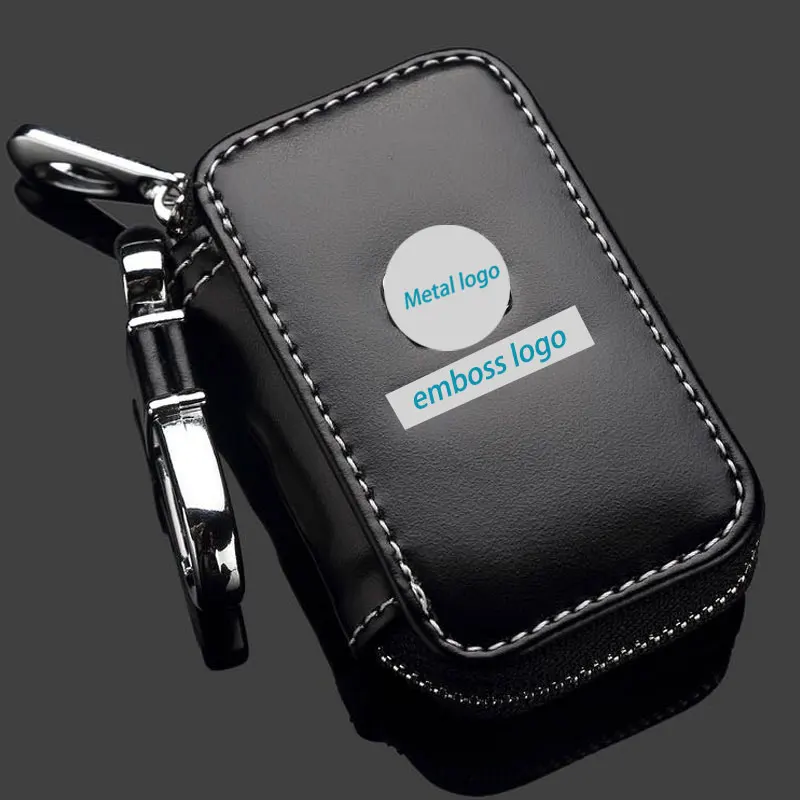 Leather Car logo Key Wallets  Men Holder Housekeeper Keys Organizer Women Keychain Covers Zipper Case Bag Pouch Purse