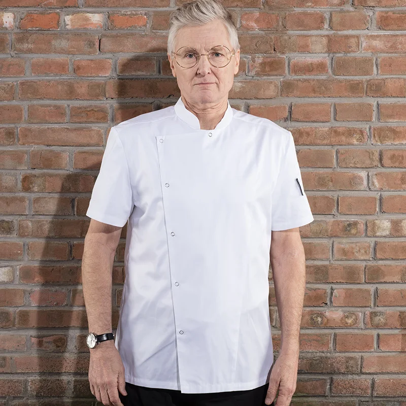 CHECKEDOUT unisex poly cotton half sleeve kitchen chef coat restaurant culinary cook uniforms