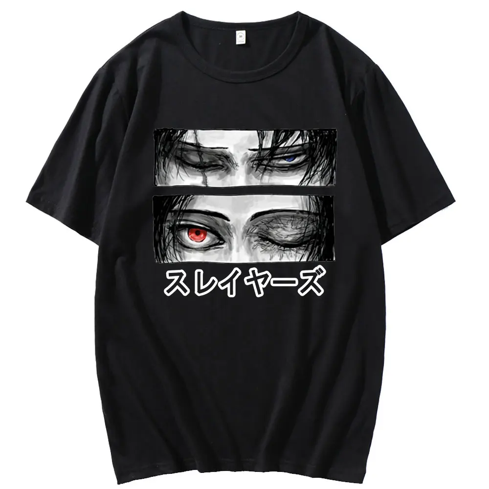 100% Cotton Japanese Anime Attack on Titan Ackerman Eye Print Top Ulzzang Men T-shirt