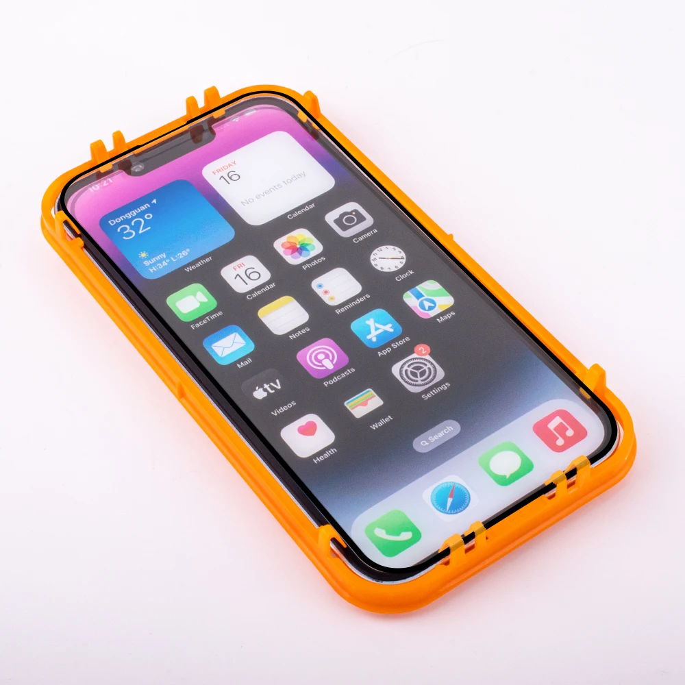 Anti-explosion tempered glass installation frame for iPhone 14 13 Pro max easy install privacy screen protector applicator kit