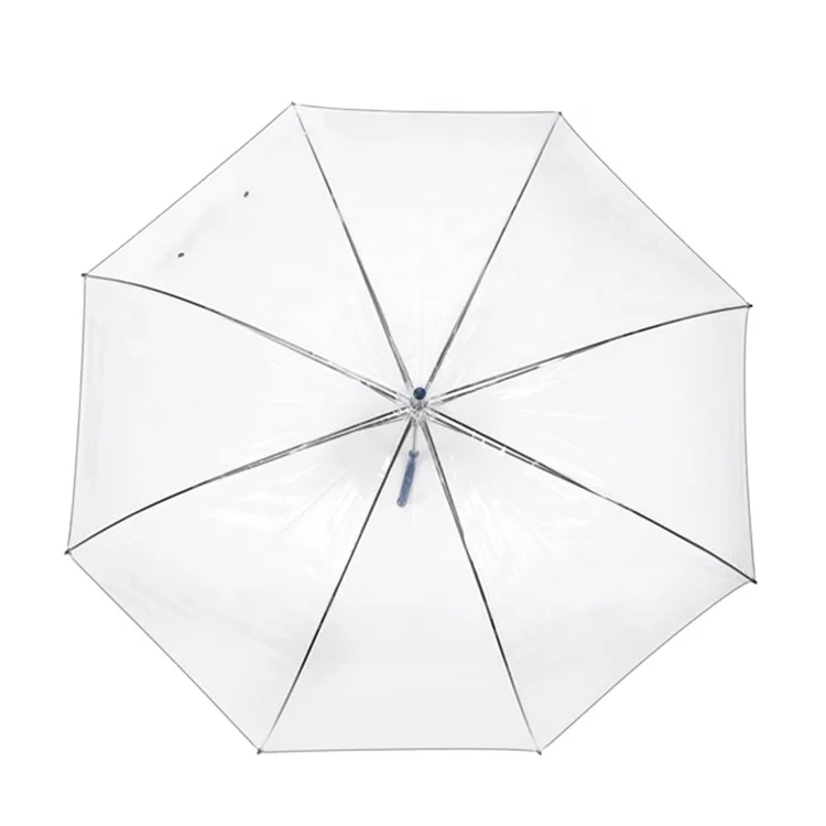 27 Inch Cheap  Transparent Clear Straight Umbrella with logo prints