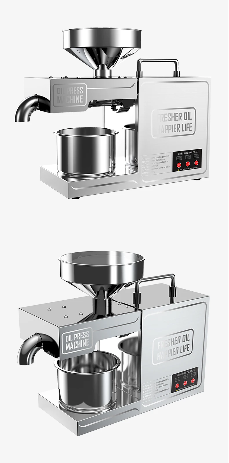 Automatic stainless steel extrusion oil press multifunctional soybean peanut oil press