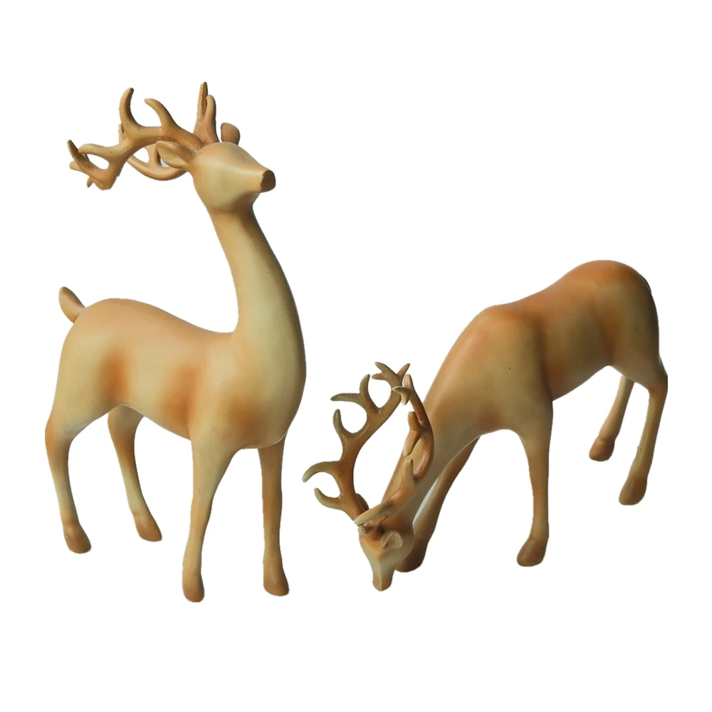 Home Decor Gold Foil Resin Sitting Deer Christmas Reindeer Statue Decoration Polyresin Deer Statue