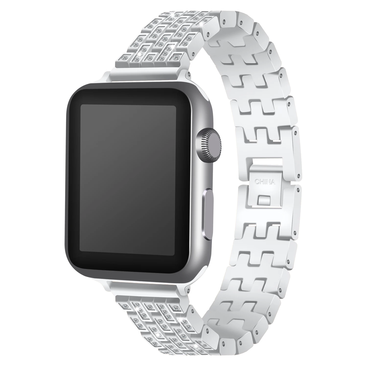 Black Metal Strap Active Watch Band Gear Luxury Bead Bracelet Stainless Steel Watch Band Smart