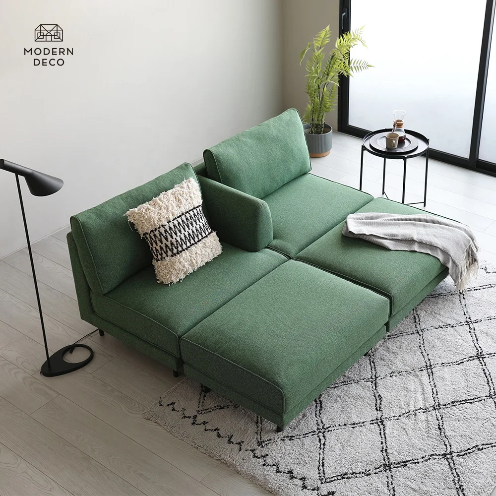 modern combination modular sofa set living room furniture 2 +1 +1 seater 2022 new design green fabric sectional sleeper couch