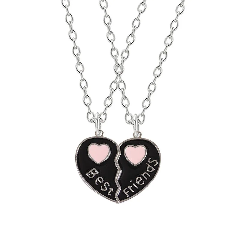 Charm Friends Forever Necklaces Honey Love Couple Pendant Rainbow Magnet Broken Heart Butterfly BFF Friendship Necklace
