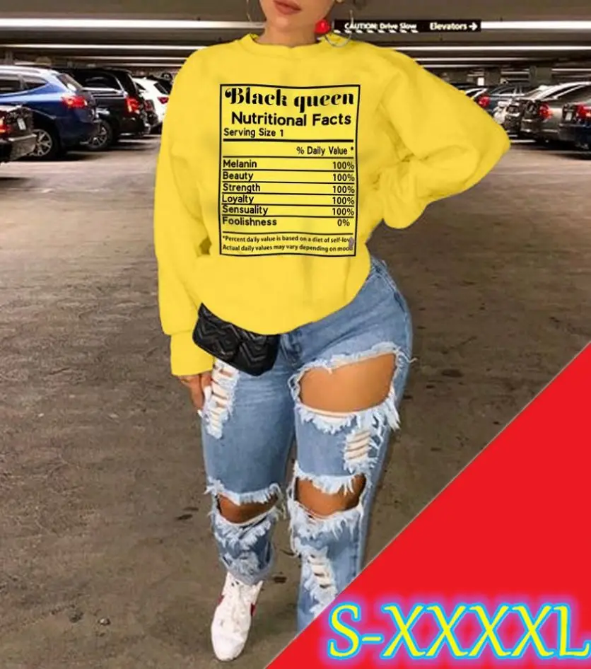 (RTS) 8862 BLACK QUEEN l-facts letter print 2020 fall hot style long-sleeved hoody