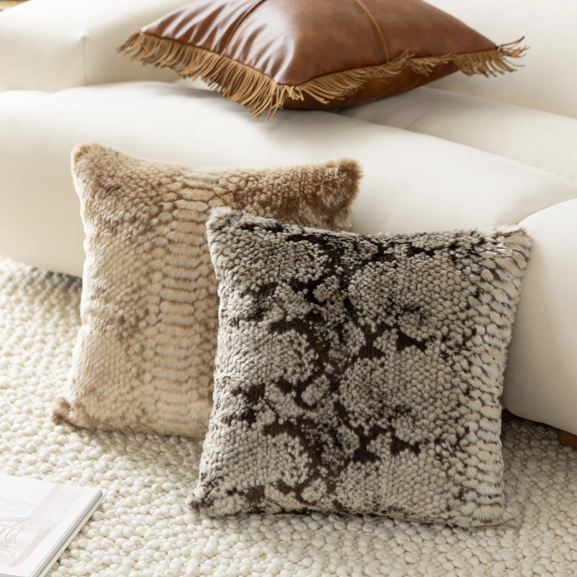 Winter Timeless Printed Snake Pattern Home Decor Soft Fluffy Throw Pillows For Living Room Bedroom Cushion Covers