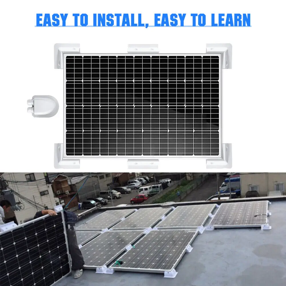 7 PCS Easy Installation Movable Black White ABS Plastic Solar Panel Mounting Support Kit Drill-Free Corner Brackets For Rv