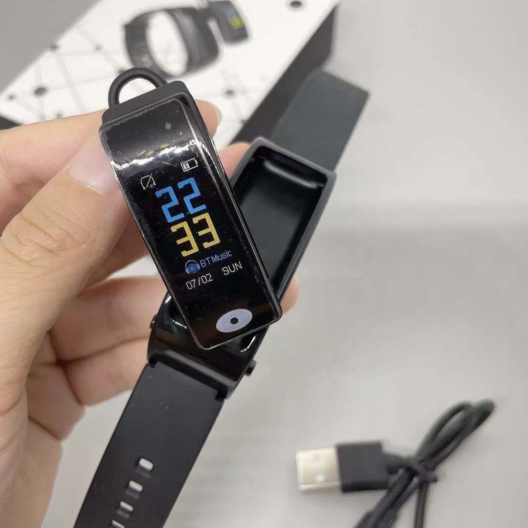 New Products 2 in 1 Fitness Wristband BT Earphone Smart Bracelet with Heart Rate Monitor For Android and IOS Smart Watch Band