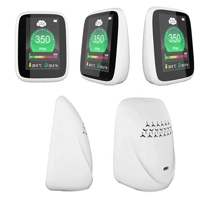 Hot Sales 3 in 1 NDIR CO2 Meter 1600mAh Rechargeable Infrared CO2 Detector Desktop CO2 Monitor with Temperature Humidity