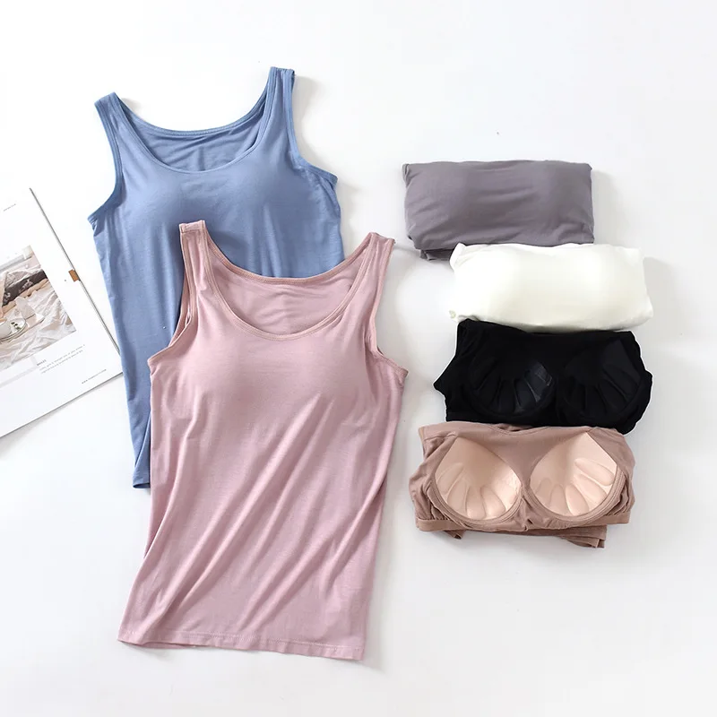 Customized Logo Modal Yoga Slim Bottoming Vest Bra Free Female Large Size Movement Wrap Around Top Built In Bra
