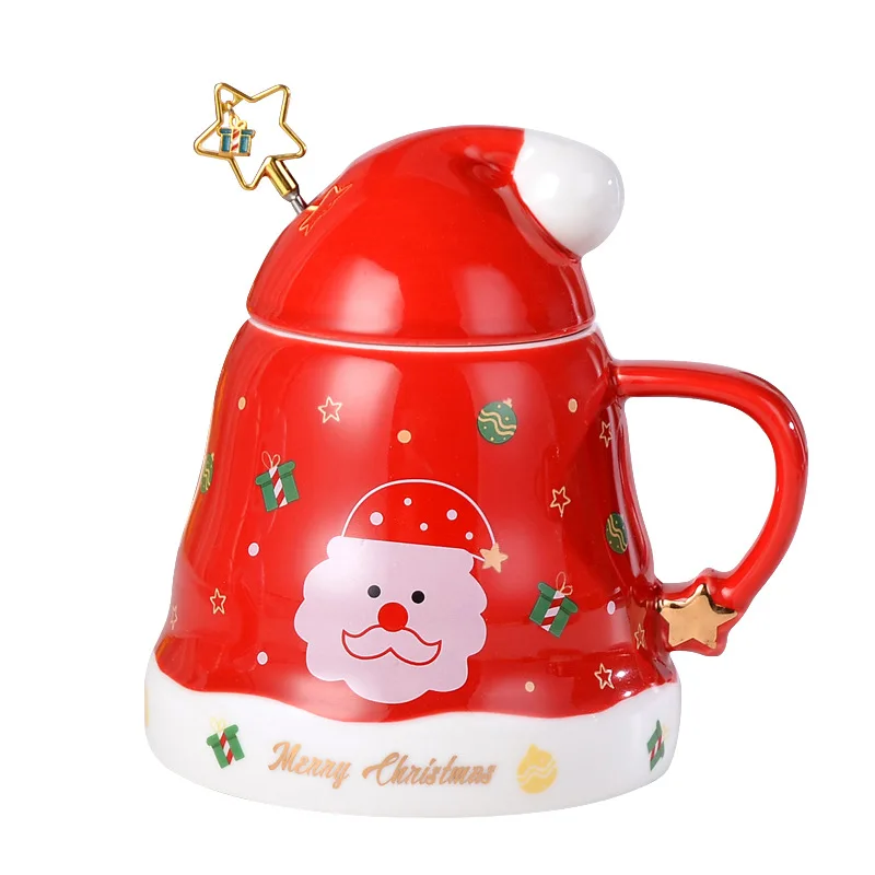 2021 creative ceramic christmas mug coffee mug porcelain mugs with lid