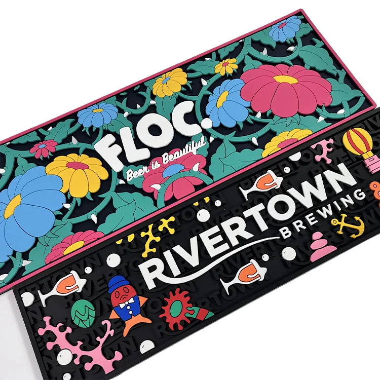 Custom Rubber Bar Drip Mat Bar Runner Mat OEM sublimation bar mat with Logo