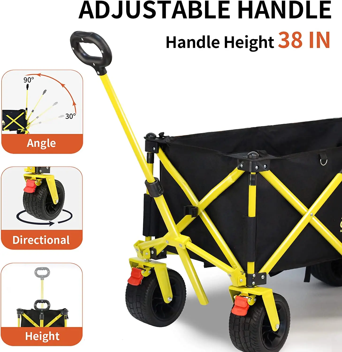 Collapsible Folding Wagon, Heavy Duty Utility Beach Wagon Cart with Big Wheels,  for camping and outdoor