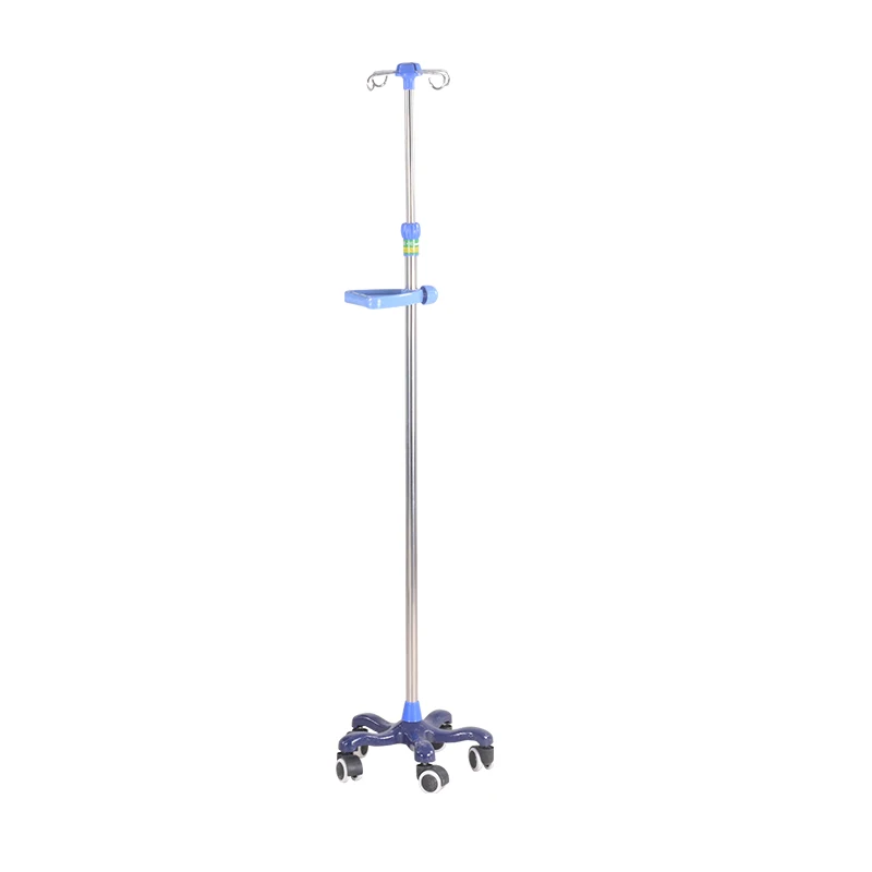 Hospital treatment infusion pole Height adjustable stainless steel 5 wheels clinic hospital iv pole