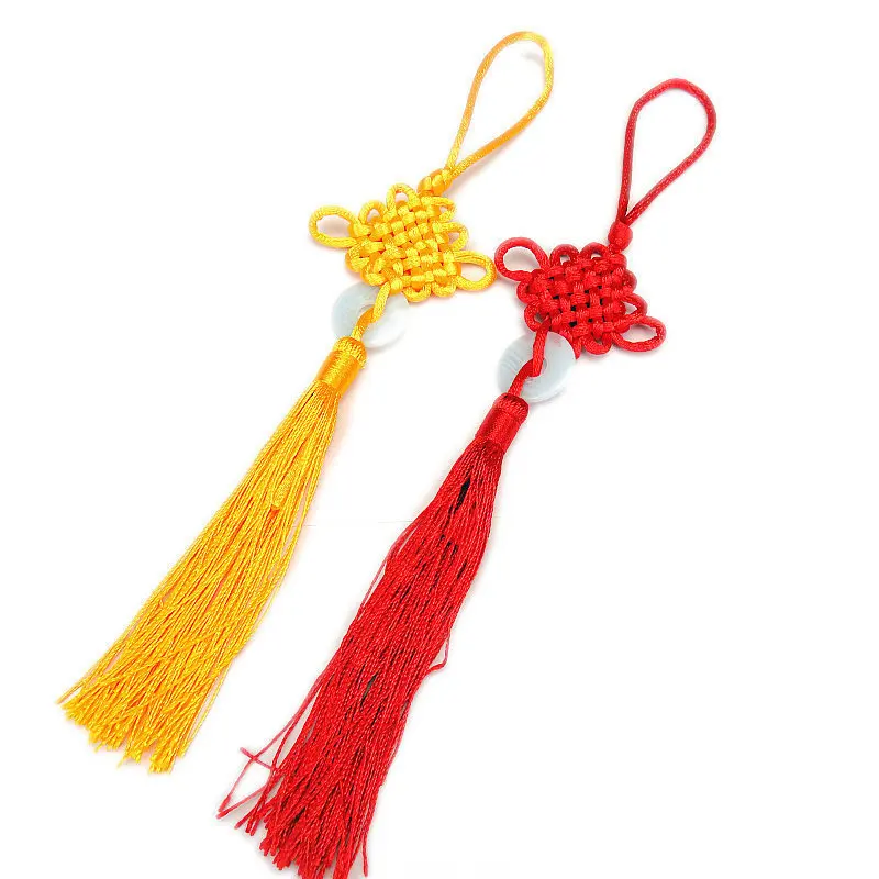 Chinese Style New Year Chinese handmade Knot with jade Pendant Tassel For Home and car Decoration Tassel knot