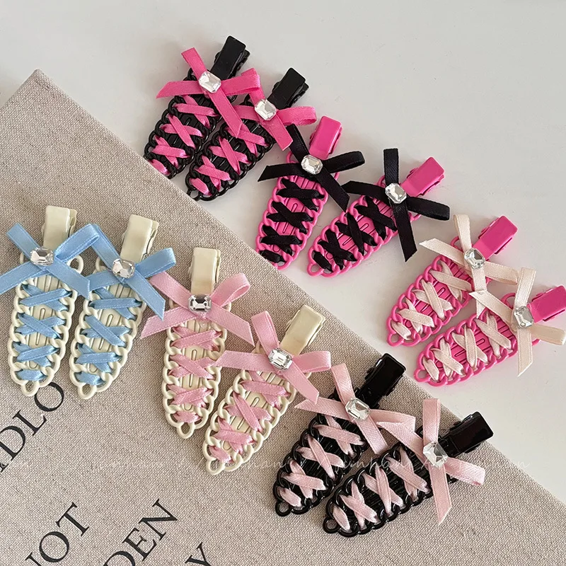 Sayoung Oem/Odm Wholesale Hairstyle Daily Use Salon Makeup  Creaseless No Bend Ribbon Bow Diamond Hair Clips