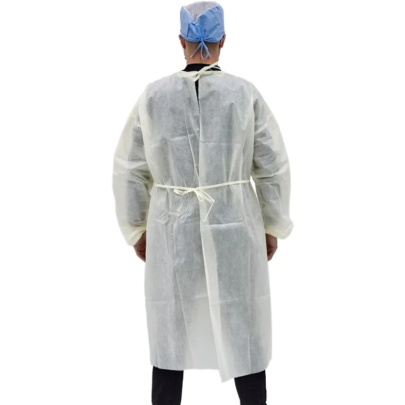 Impervious Level 1 PP Isolation Gown Disposable Yellow Doctor