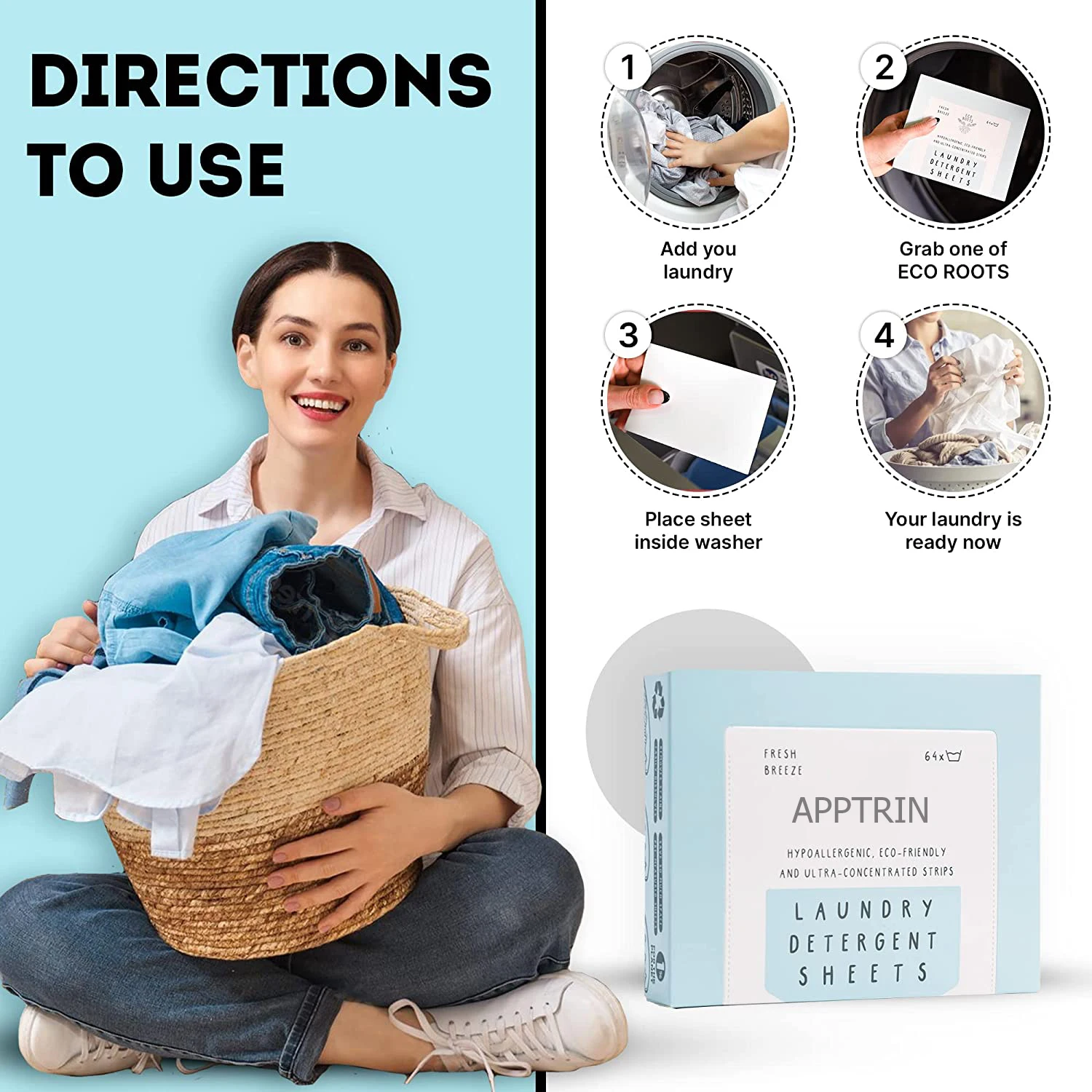 Compostable Packaging Eco Friendly Biodegradable Unscented Liquidless Washing Laundry Detergent Sheets with Travel Size