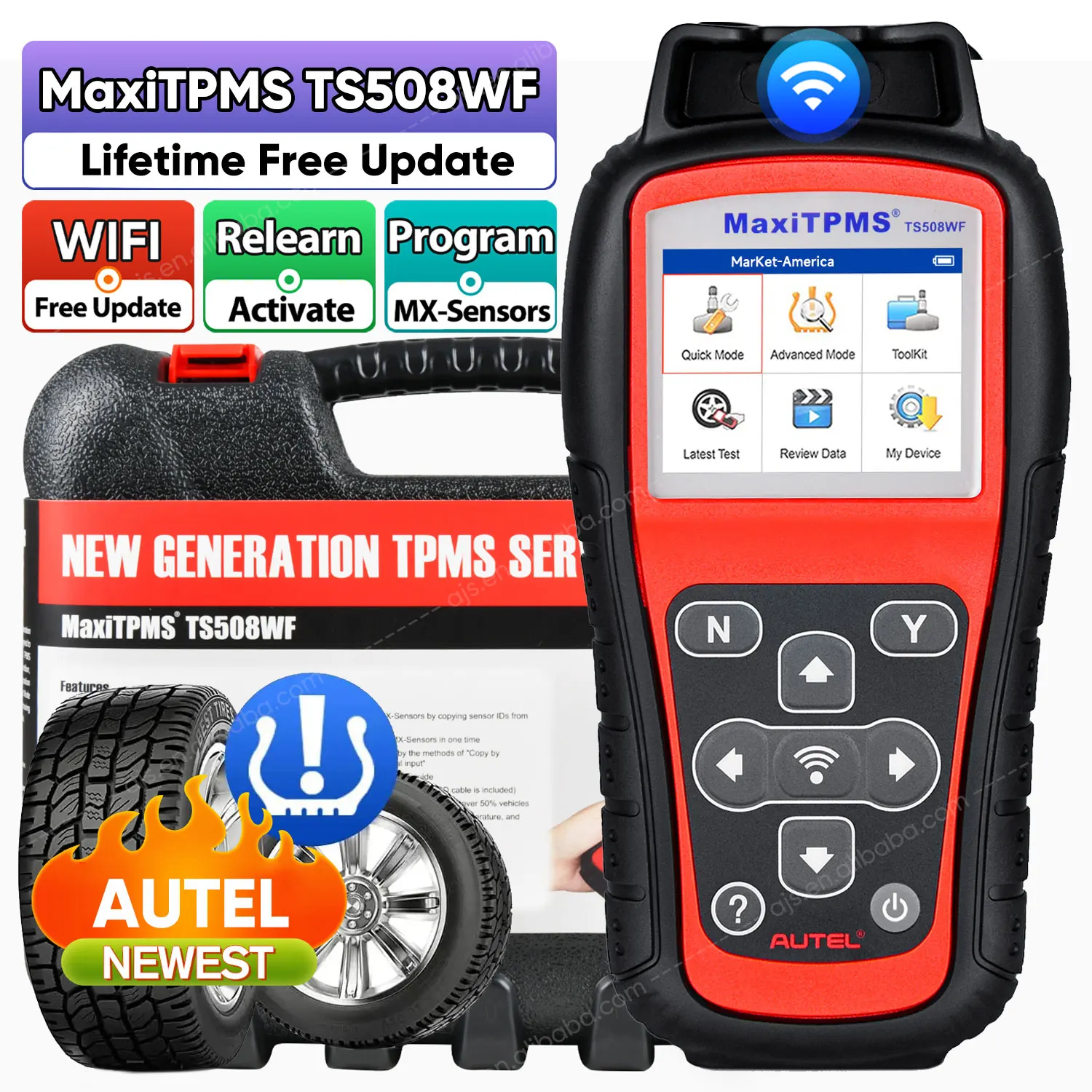 Autel MaxiTPMS TS508WF TPMS инструмент для программирования клапанов Autel OBD2 сканер для контроля давления в автомобильных шинах шины для грузовиков Autel TS508