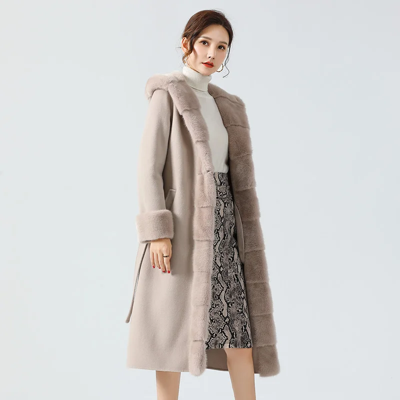 
2021 real mink Professional Manufacture Soft And Comfortable Women Cashmere Coat 