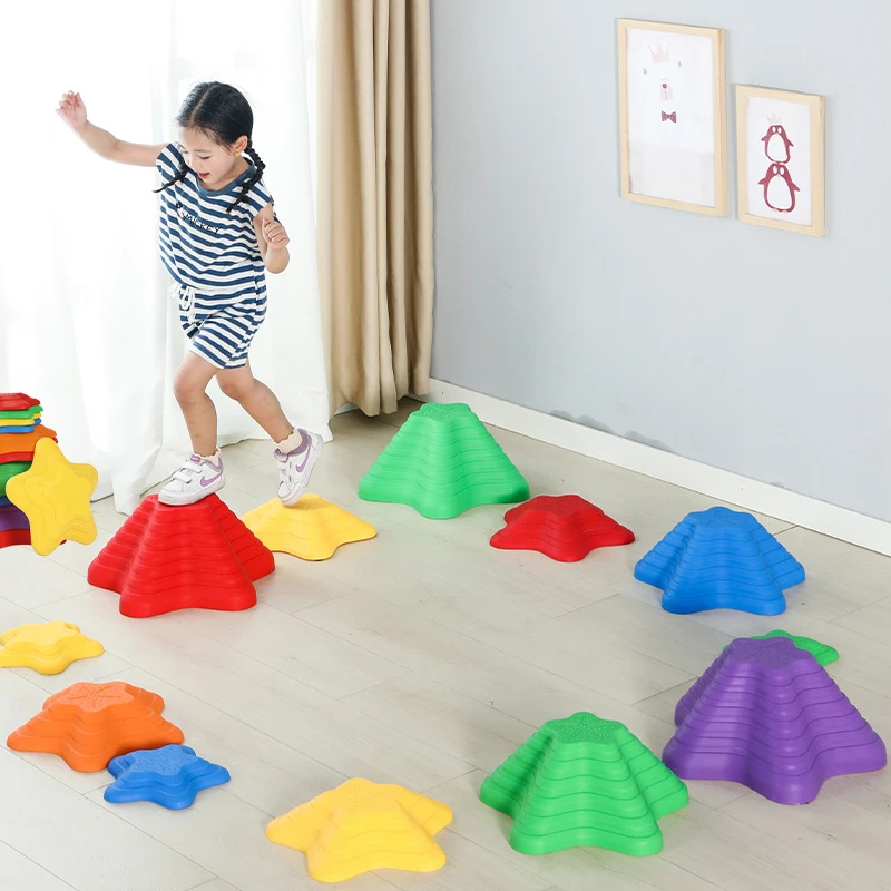 Unisex Kindergarten Outdoor Early Education Balance Toys 11 PCS Balance Board & Starfish Stepping Stones for 2-4 Years Old