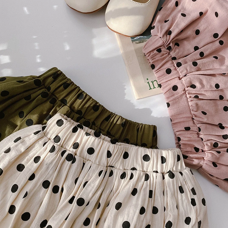 New Arrival 3 Colors Summer Kids Clothing 100% Cotton Elastic Waist Mini Dress Child Kids Girls Short Skirt