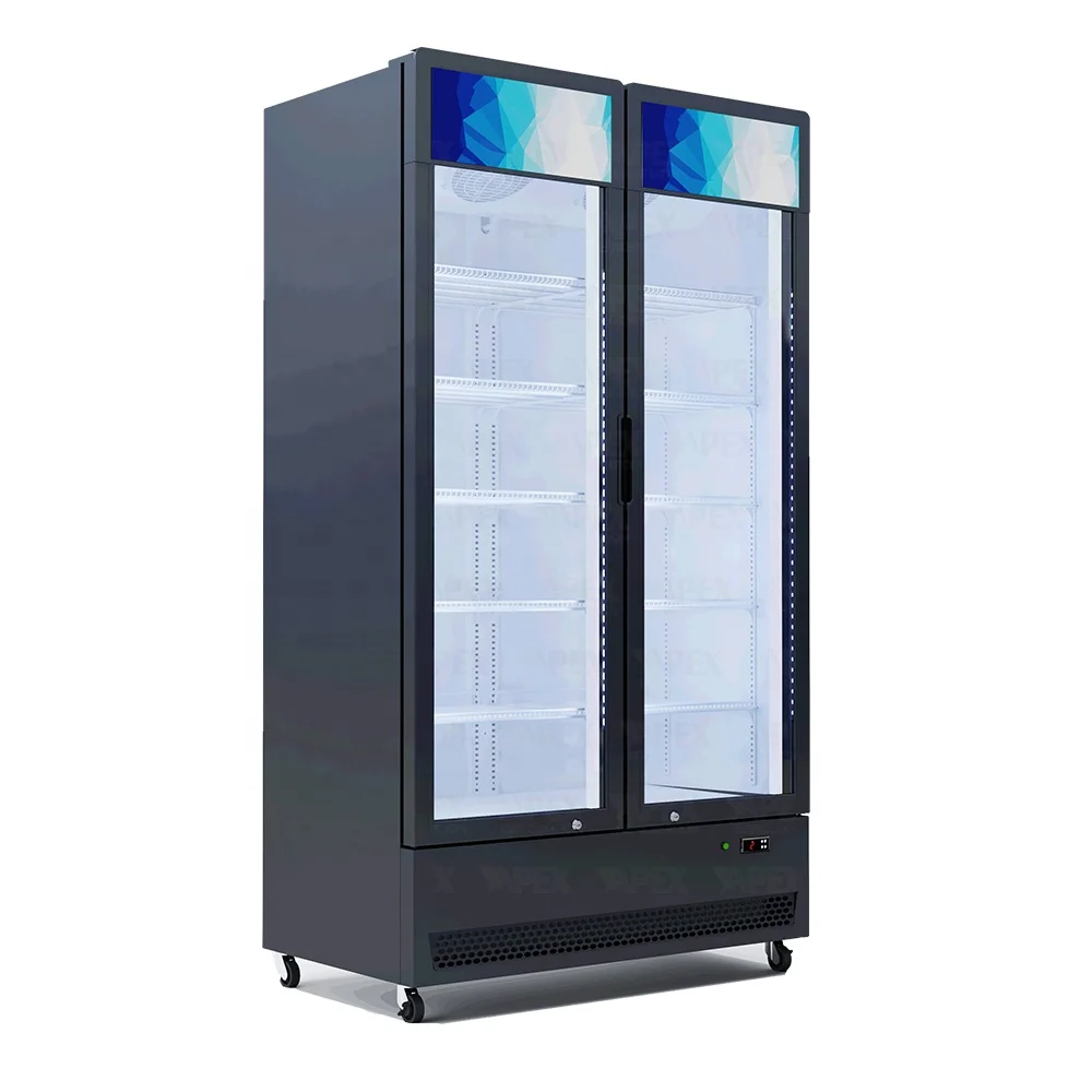 APEX Vertical Upright drink beverage Freezer beverage refrigerator Glass door commercial refrigeration equipment