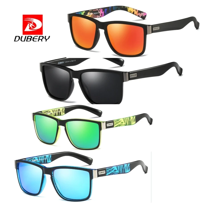 DUBERY D518 винтажные Квадратные Солнцезащитные очки унисекс высокого качества 2024 поляризованные элегантные мужские гелевые солнцезащитные очки для вождения красные желтые линзы