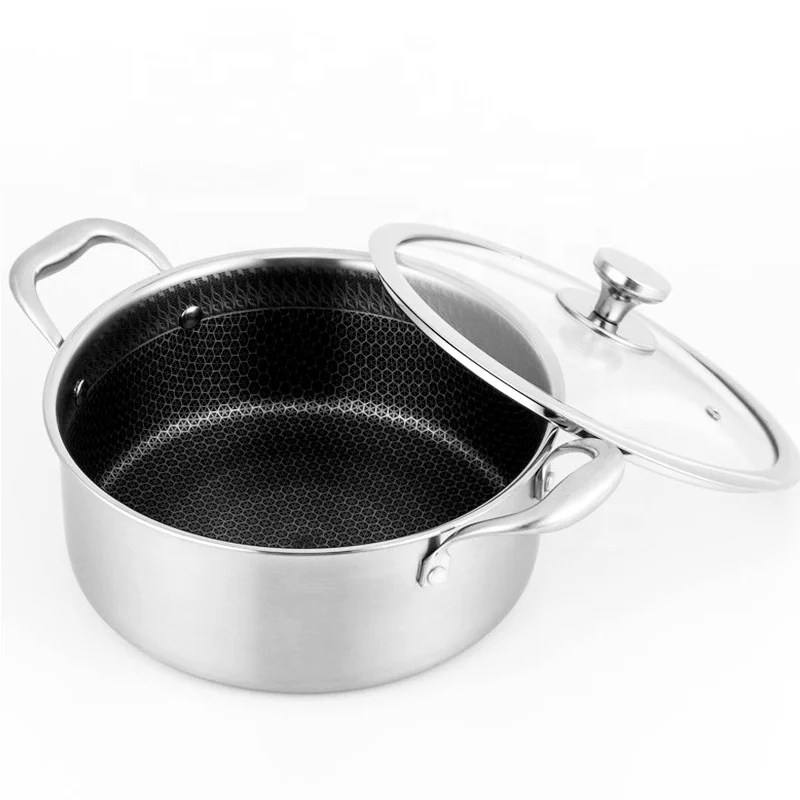 stainless steel  soup pot Hybrid Deep Stock Pot Heavy Duty Large Nonstick Soup Pot for Stew, Simmering, Soup household cookware