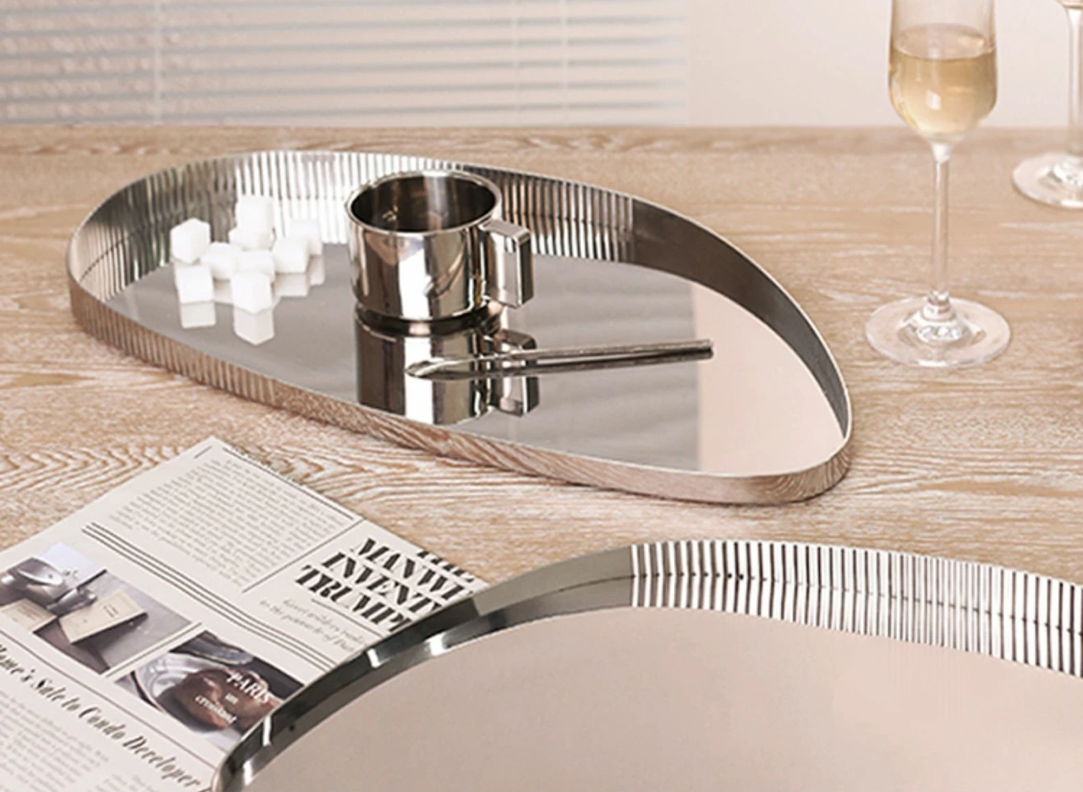 Modern Nordic Silver Luxury Irregular Creative Decorative Tray Serving Steel Tray For Home Decor Wedding Decor Hotel Serving