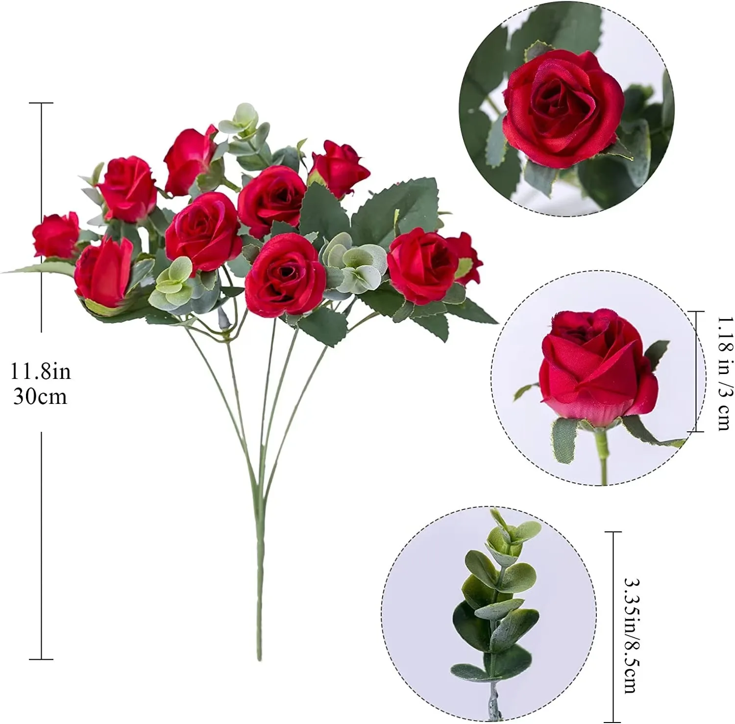 New Arrival Real Touch Artificial Silk 11 Heads Flower Simulation White Rose For Events Home Wedding Decoration