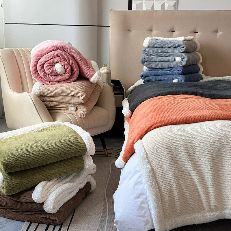 2024 Geometric Knitted Soft 3d Jacquard Blanket Can Be Customized For Home Travel Cover Blanket Sofa Office Nap Blanket