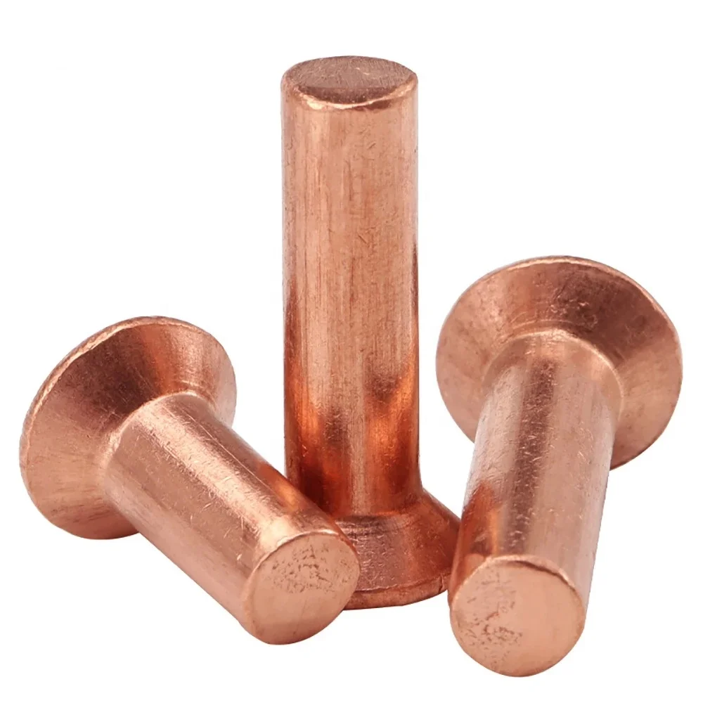 Warehouse Factory Yellow Brass Oval CSK Flat Countersunk Head Solid Rivet Copper Bronze Polished Round Thin Mushroom