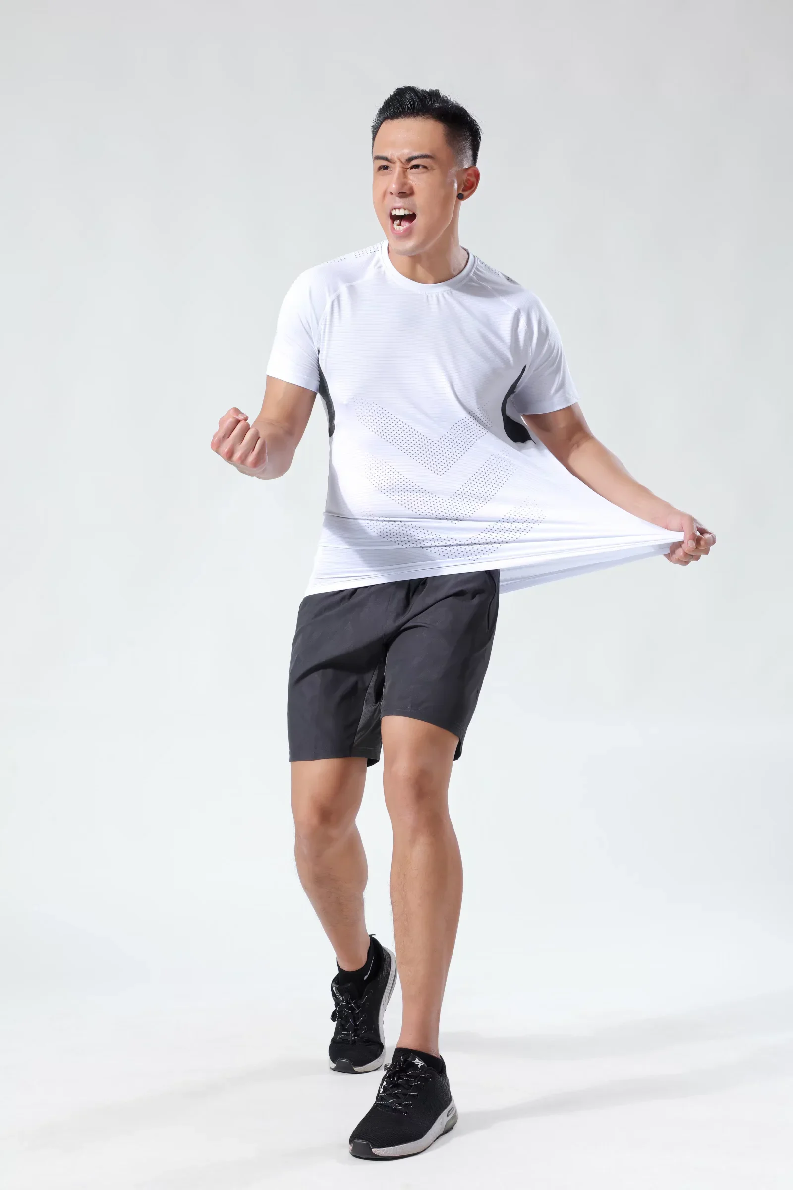 Wholesale Custom Logo Mens Tshirts High Elasticity O Neck T Shirts Sim Fit Active Wear Casual Sport Short Sleeve Shirts