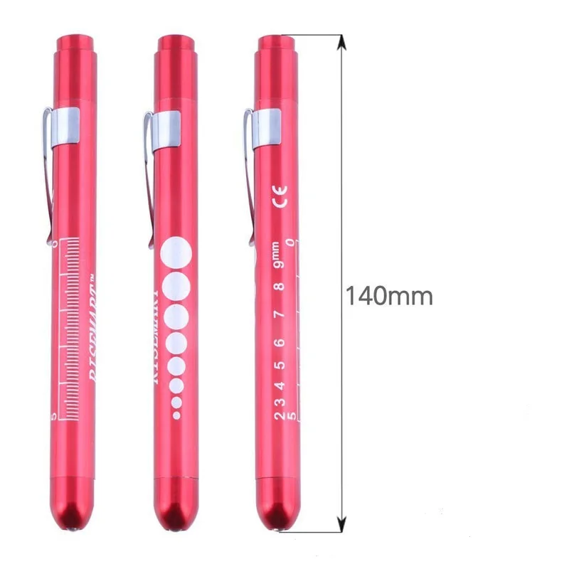 Doctors Nurse Aluminum Alloy Pen Torch Examination Penlight Pupil Gauge Medical LED Pen Light