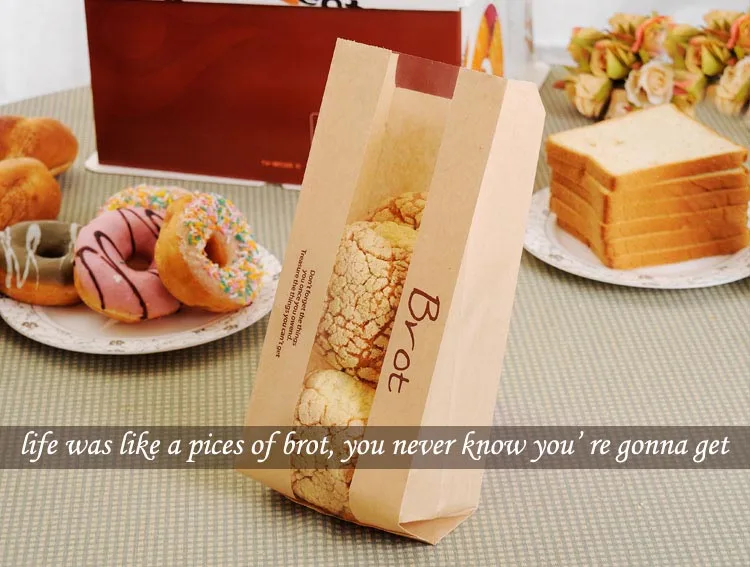kraft bag window paper Donut Leisure Food Bread paper Food Packaging Cake Leisure Toast DIY Baking Bakery Bread Bag
