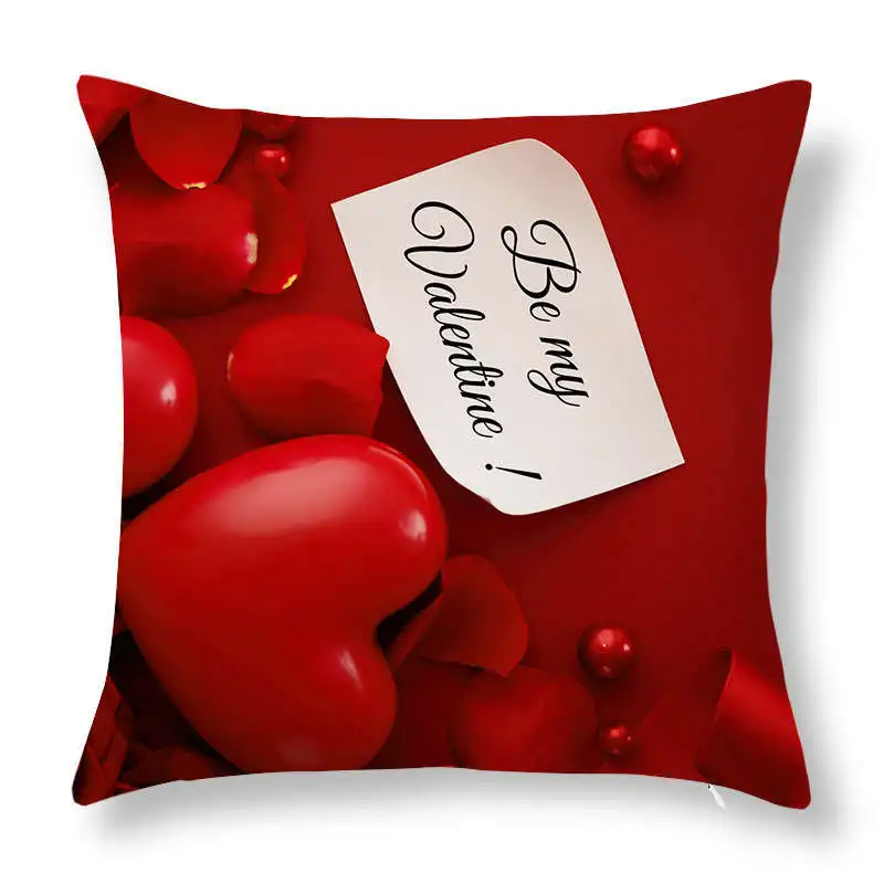 custom festival Valentines Day Gift LOVER Sweet Heart Printed throw Cushion Covers luxury cotton polyester Couch pillowcase
