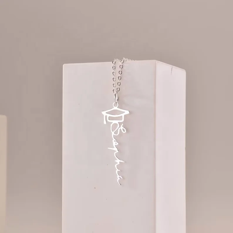 MECYLIFE Graduation Bachelor Cap Custom Name Personalized Necklace for Her Grad Jewelry for Girl  Class of 2024