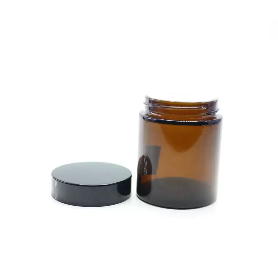 5g 10g15g 20g 30g 50g 60g 100g amber clear black glass cream jar with gold black sliver aluminium Cap