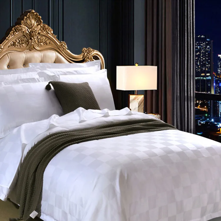 SANHOO High Quality Hotel Bedding Set Chessboard Pattern 100% Turkish Cotton Comfortable Textile Bedding Coverlet Sets