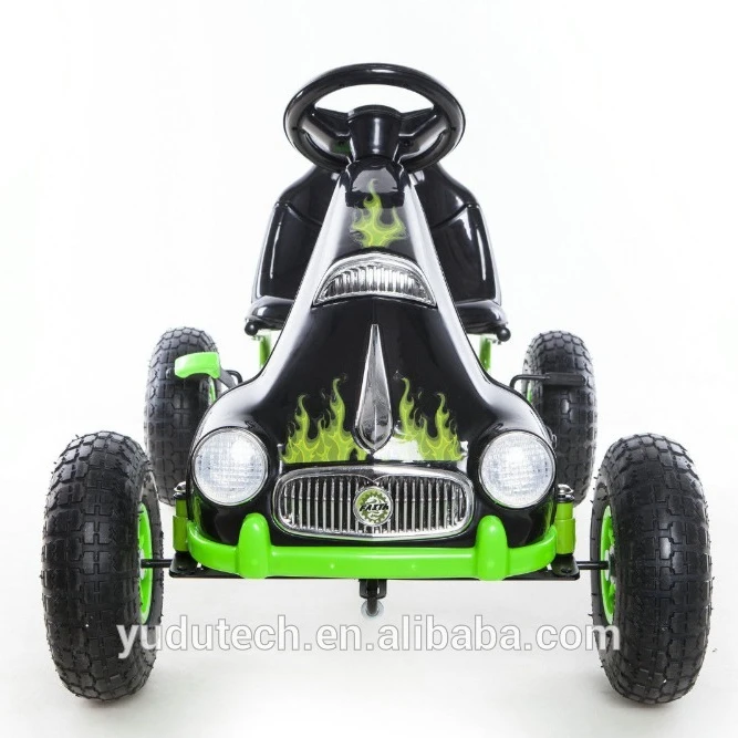 Карта с ножной педалью, резиновые пневматические колеса, рычаг тормоза шестерни (модель: 9688A), зеленый