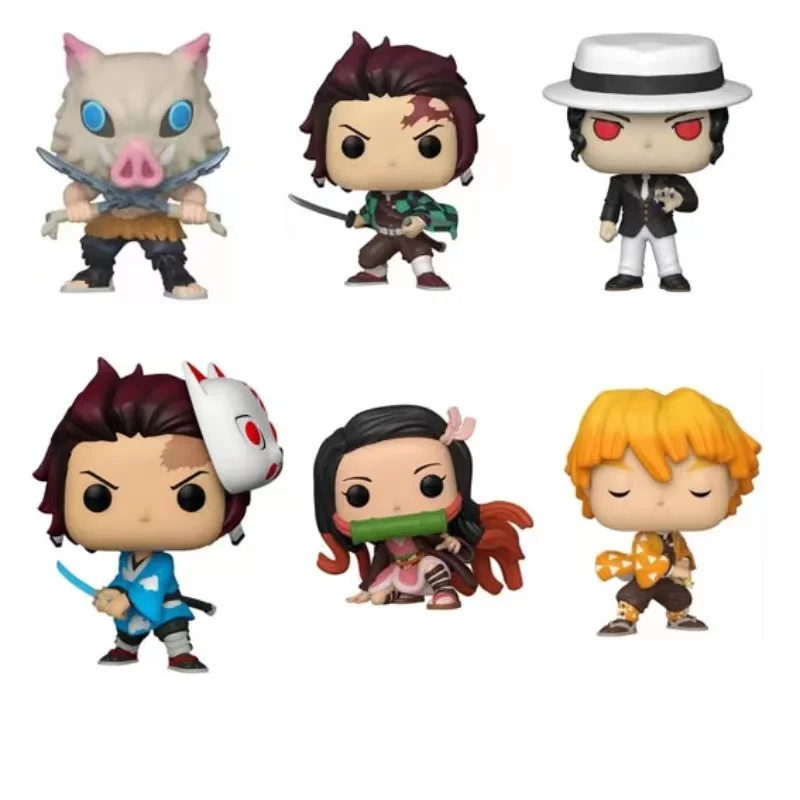 PVC Model Toy Collect Gift Anime Demon Slayer Figures Pop Nezuko Tanjirou Zenitsu Inosuke Kyoujurou Giyuu Kawaii Qposket
