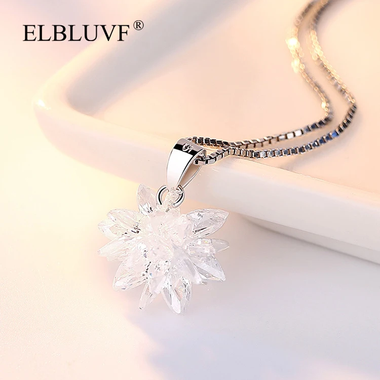 
ELBLUVF Hot Sell S925 Silver Plated Lucky Snowflake Shape Pendant Jewelry Accessories 