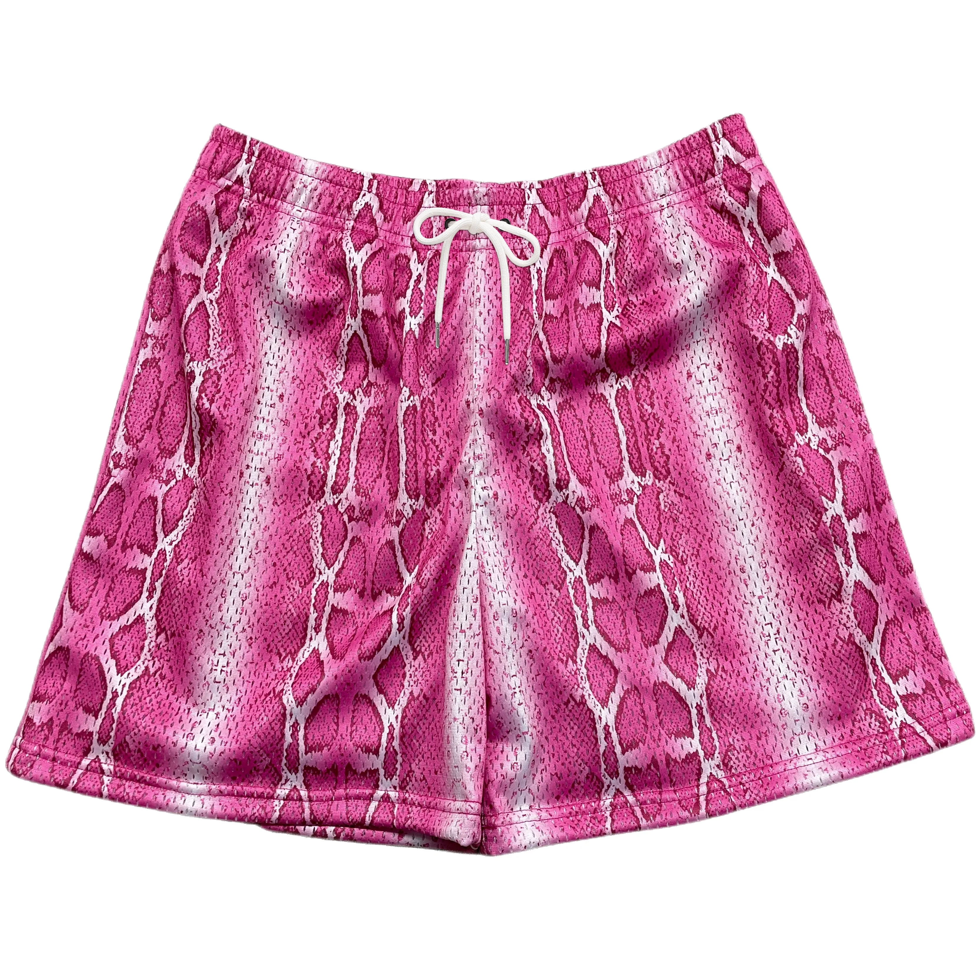 High quality custom logo wholesale sublimation polyester unisex mens 5 inch inseam custom mesh shorts