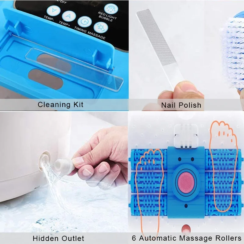 OEM Electric Bubble Infrared Motorized Machine Rotating Pedicure Foot Soaking Spa Massage Bucket