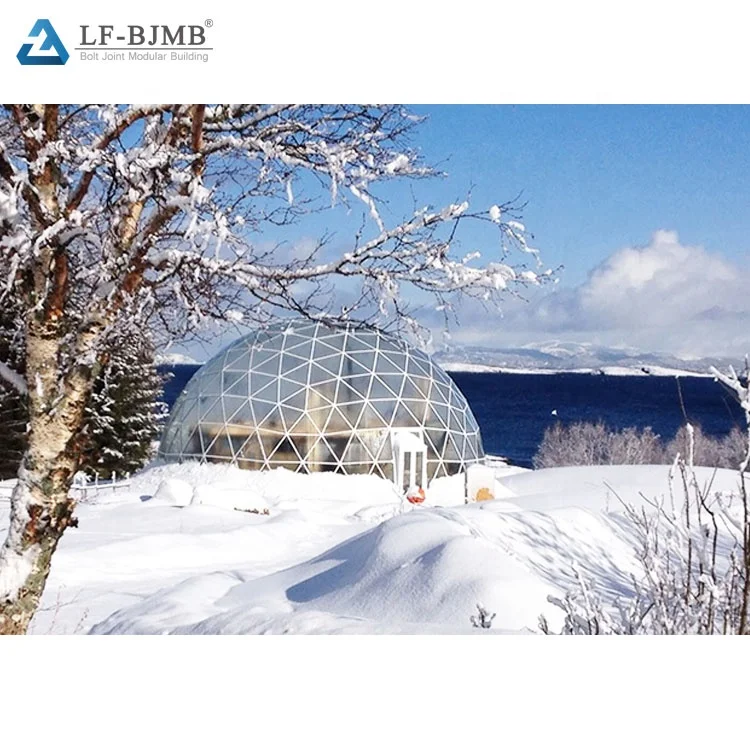 Waterproof Steel Space Frame Lighting Greenhouse Glass Dome House